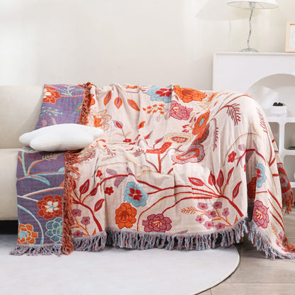Bequeme Wendedecke aus Baumwollgaze mit Vintage-Blumenmuster