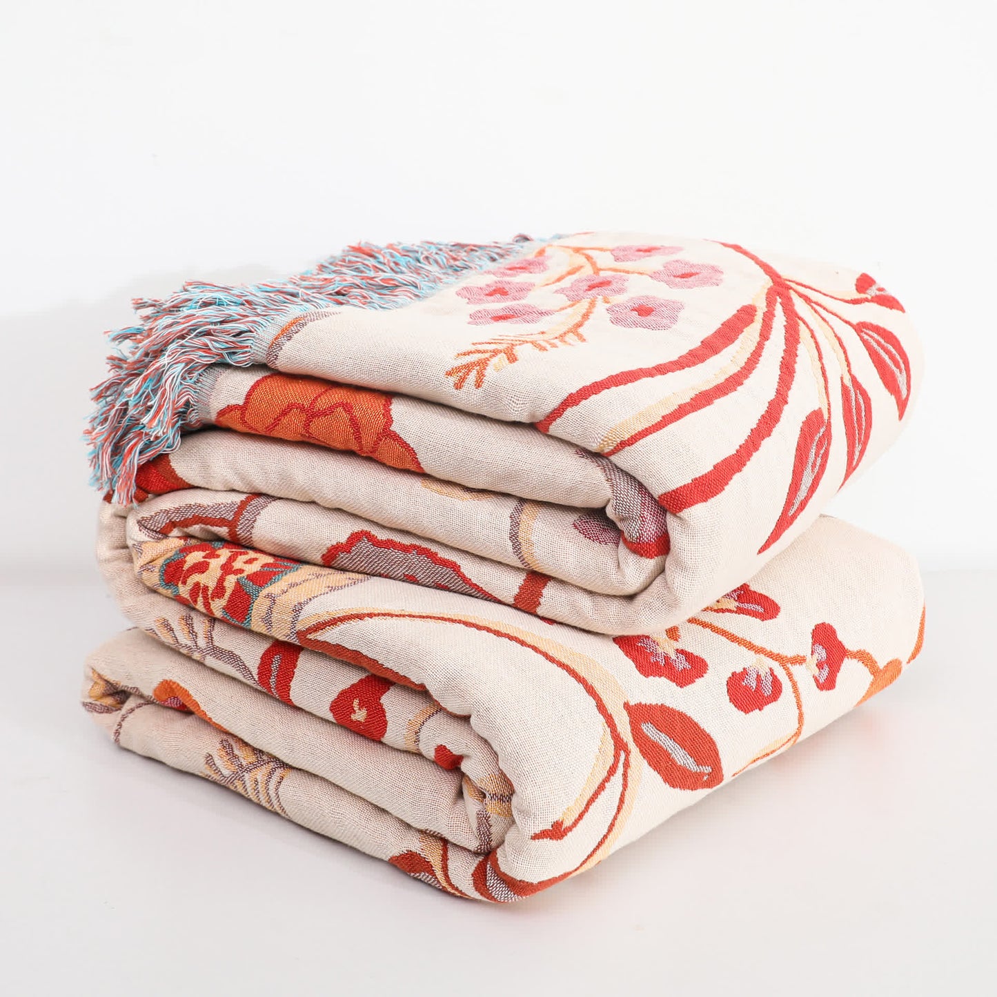 Bequeme Wendedecke aus Baumwollgaze mit Vintage-Blumenmuster