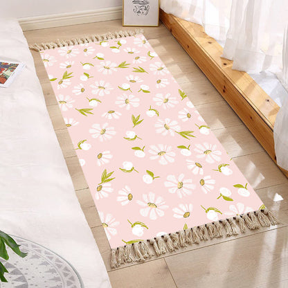 Bodenmatte mit floralen Quasten im frischen Pastoralstil