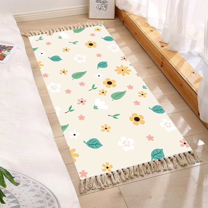 Bodenmatte mit floralen Quasten im frischen Pastoralstil