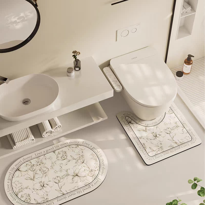 Elegante florale Kieselalgen-Schlamm-saugfähige Anti-Rutsch-Badematte