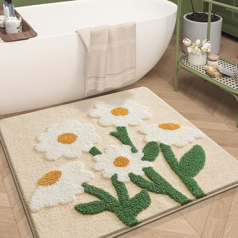 Quadratische wasserabsorbierende Bodenmatte mit Pflanzenblumen