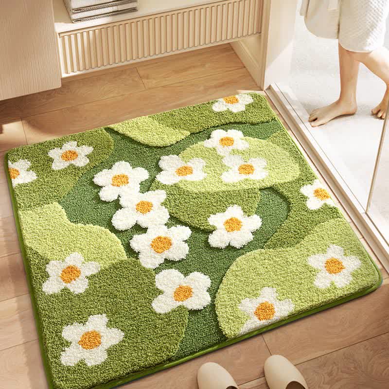 Quadratische wasserabsorbierende Bodenmatte mit Pflanzenblumen