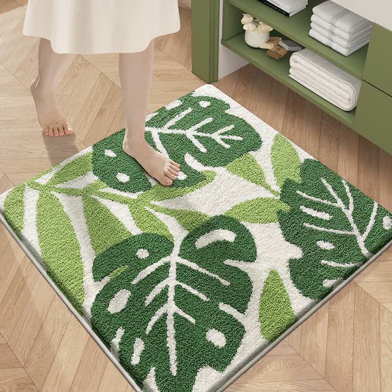 Quadratische wasserabsorbierende Bodenmatte mit Pflanzenblumen