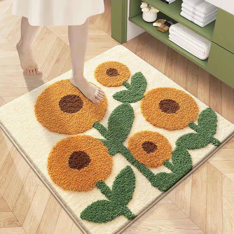 Quadratische wasserabsorbierende Bodenmatte mit Pflanzenblumen