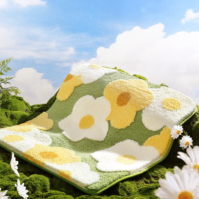 Quadratische wasserabsorbierende Bodenmatte mit Pflanzenblumen