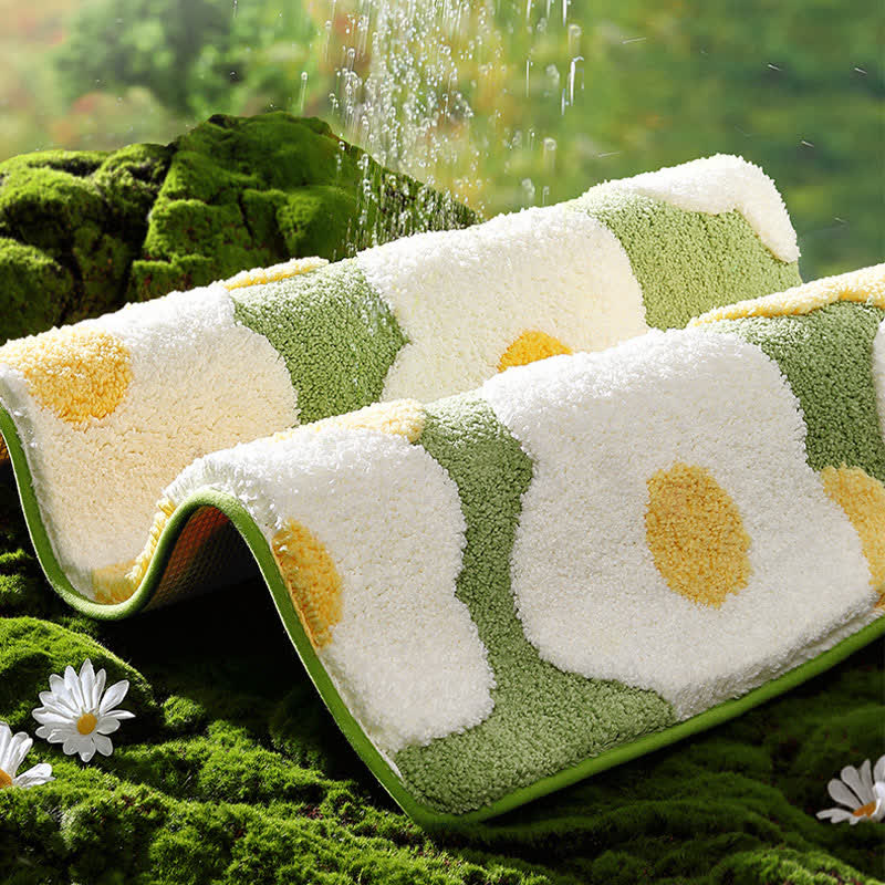 Quadratische wasserabsorbierende Bodenmatte mit Pflanzenblumen
