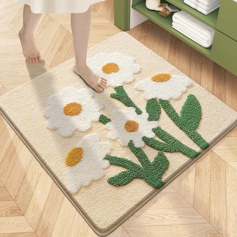 Quadratische wasserabsorbierende Bodenmatte mit Pflanzenblumen