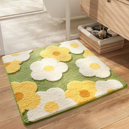 Quadratische wasserabsorbierende Bodenmatte mit Pflanzenblumen
