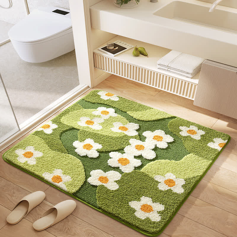 Quadratische wasserabsorbierende Bodenmatte mit Pflanzenblumen