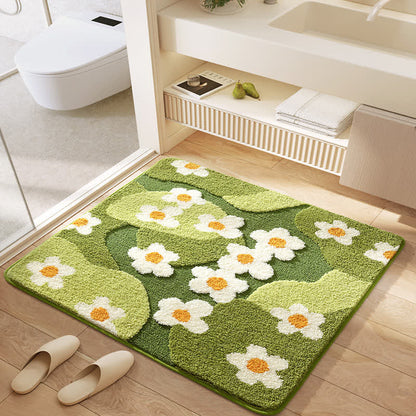 Quadratische wasserabsorbierende Bodenmatte mit Pflanzenblumen