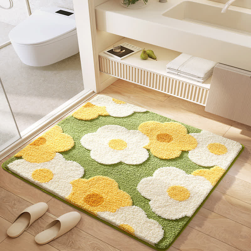 Quadratische wasserabsorbierende Bodenmatte mit Pflanzenblumen