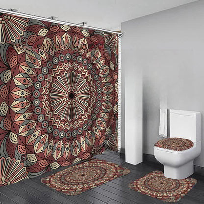 Wasserdichtes Duschvorhangmatten-Set mit Bohemian-Print