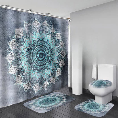 Wasserdichtes Duschvorhangmatten-Set mit Bohemian-Print
