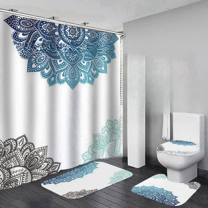 Wasserdichtes Duschvorhangmatten-Set mit Bohemian-Print