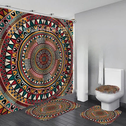 Wasserdichtes Duschvorhangmatten-Set mit Bohemian-Print