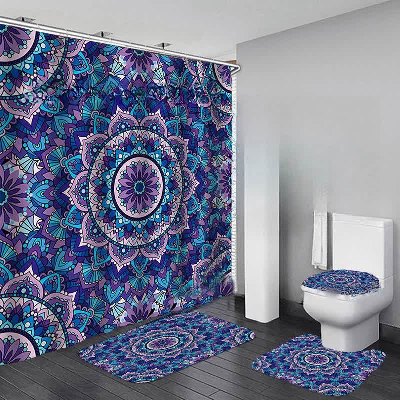 Wasserdichtes Duschvorhangmatten-Set mit Bohemian-Print