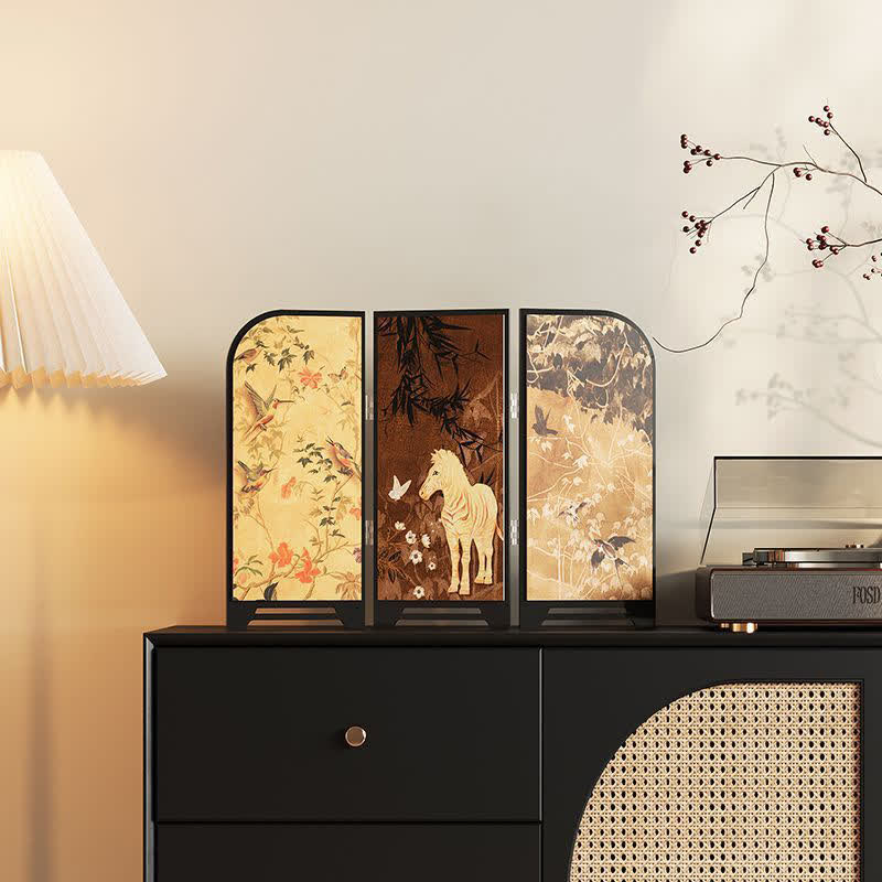 Faltbarer Bildschirm im Vintage-Stil, Desktop-Ornament