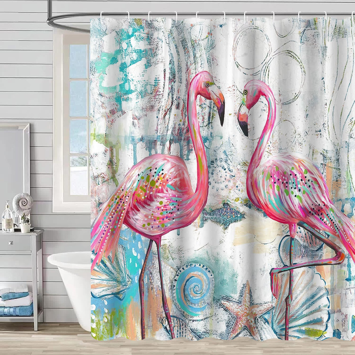 Flamingo, wasserdichter dekorativer Duschvorhang