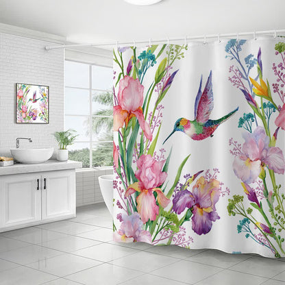 Wasserdichter dekorativer Duschvorhang mit Blumen und Vögeln