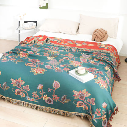 Bequeme Vintage-Decke aus Baumwollgaze mit Quasten