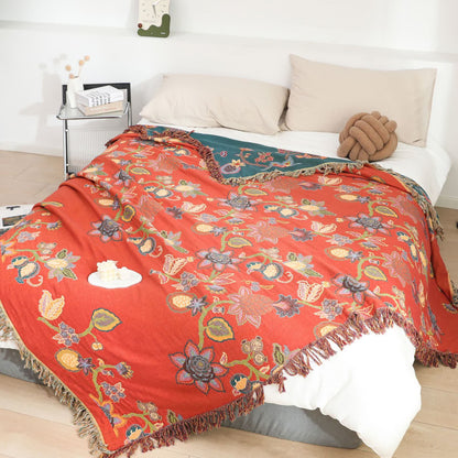 Bequeme Vintage-Decke aus Baumwollgaze mit Quasten