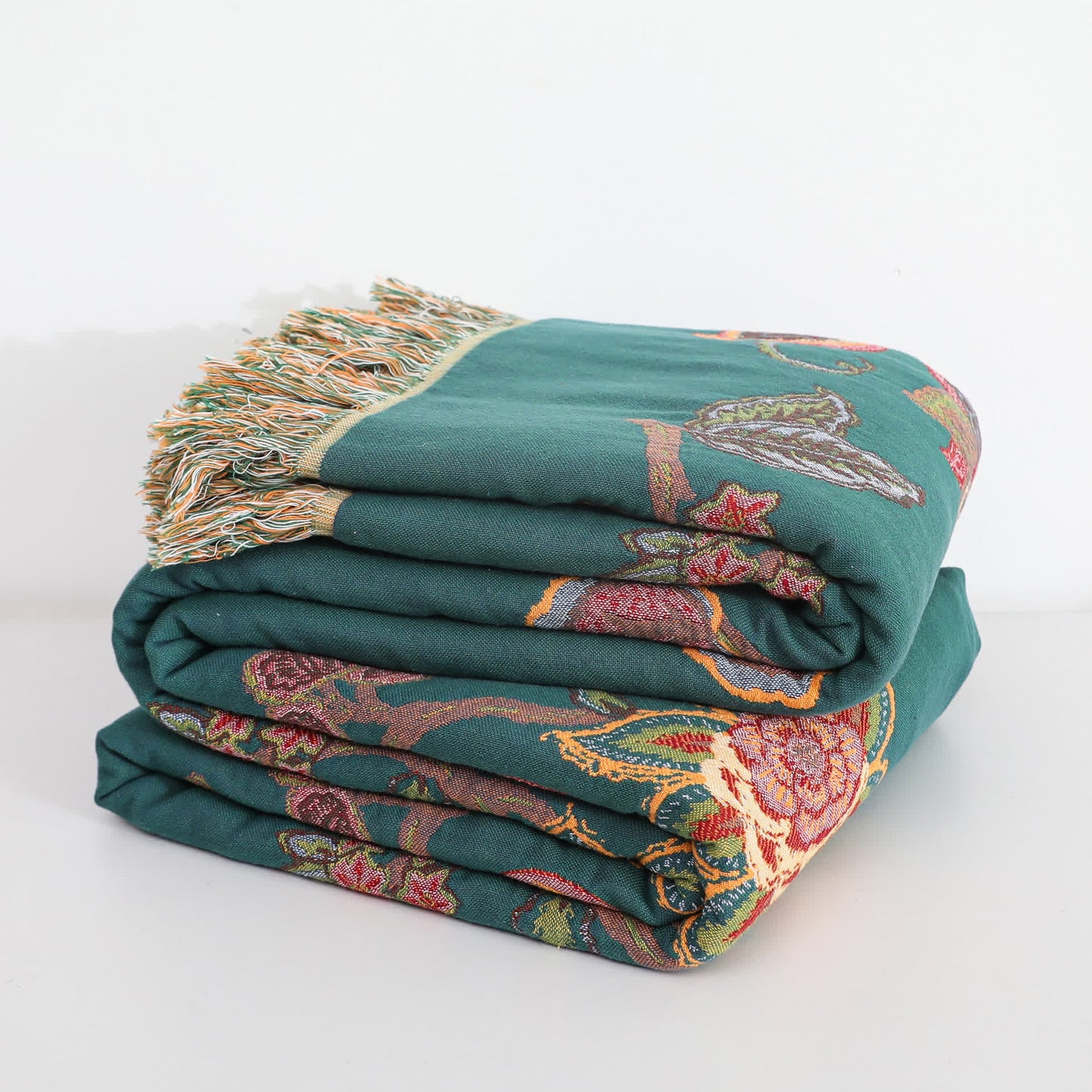Bequeme Vintage-Decke aus Baumwollgaze mit Quasten