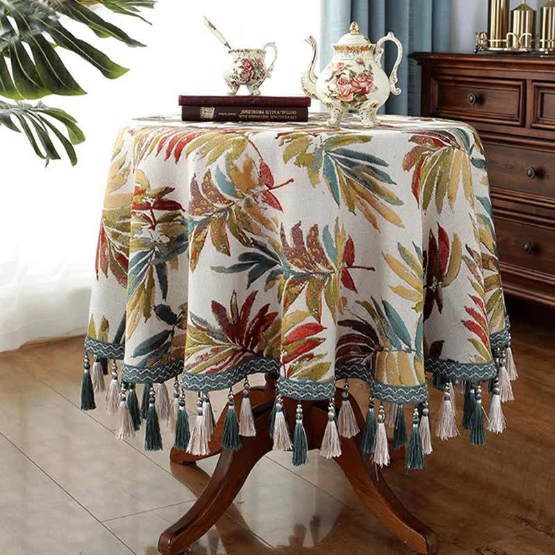 Elegante Tischdecke mit Blumenmuster aus Chenille-Jacquard