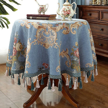 Elegante Tischdecke mit Blumenmuster aus Chenille-Jacquard