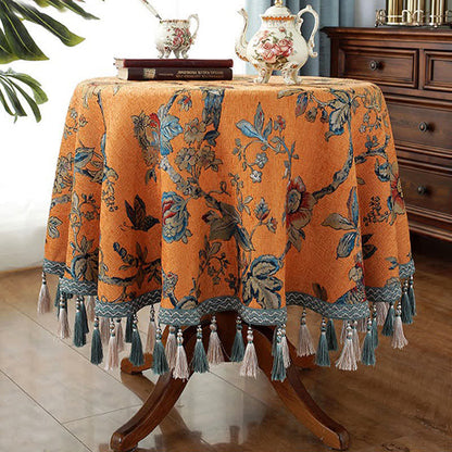 Elegante Tischdecke mit Blumenmuster aus Chenille-Jacquard