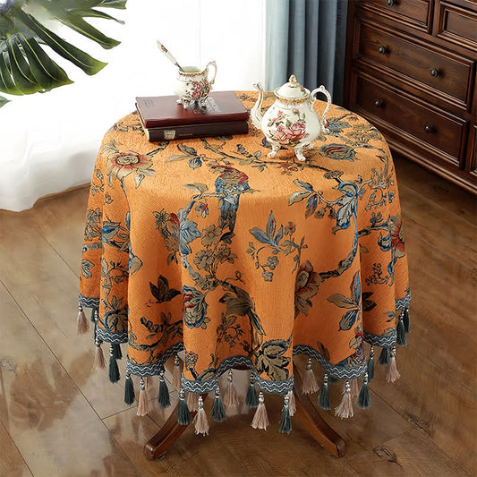 Elegante Tischdecke mit Blumenmuster aus Chenille-Jacquard