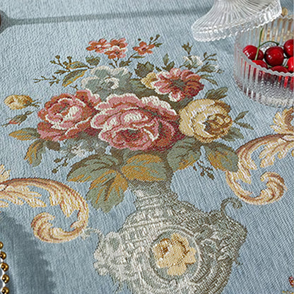 Elegante Tischdecke mit Blumenmuster aus Chenille-Jacquard