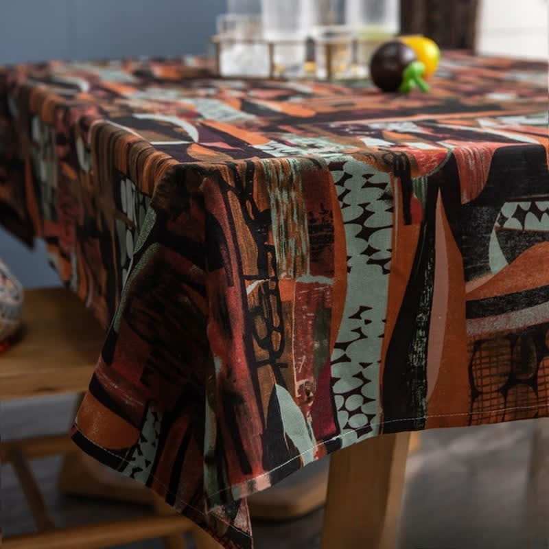 Tischdecke im Retro-Stil mit ethnischer abstrakter Kunst