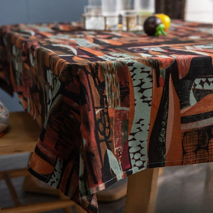 Tischdecke im Retro-Stil mit ethnischer abstrakter Kunst