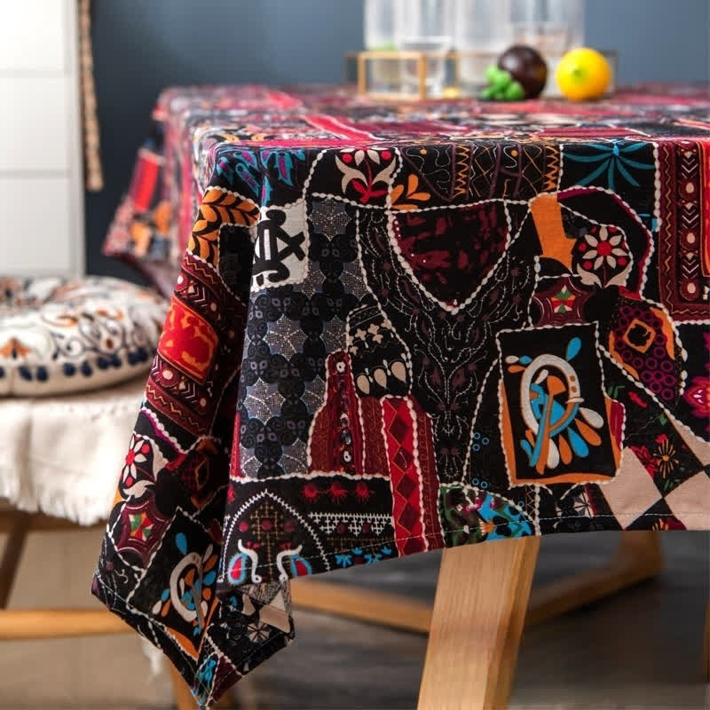 Tischdecke im Retro-Stil mit ethnischer abstrakter Kunst
