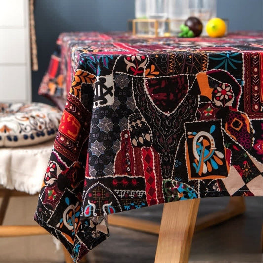 Tischdecke im Retro-Stil mit ethnischer abstrakter Kunst