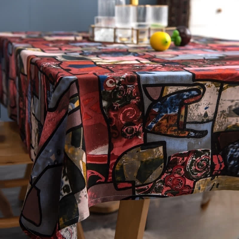 Tischdecke im Retro-Stil mit ethnischer abstrakter Kunst
