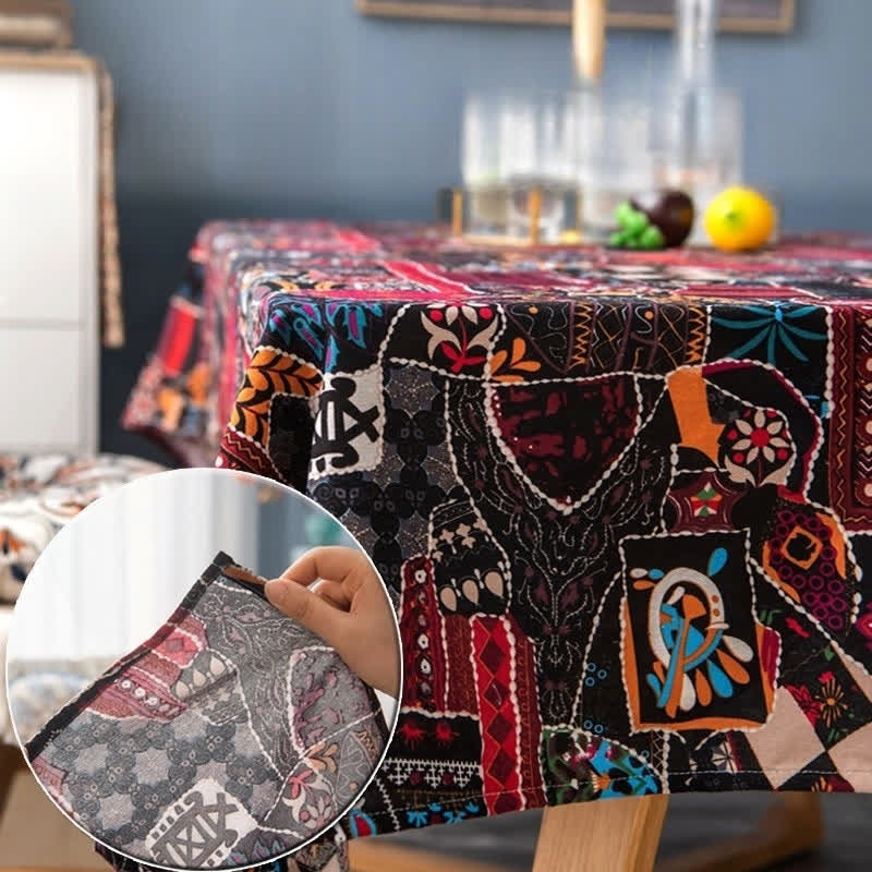 Tischdecke im Retro-Stil mit ethnischer abstrakter Kunst