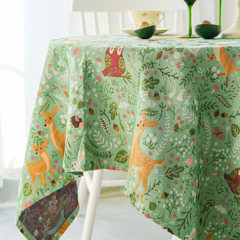 Niedliche Hirsch-Dschungel-Tier-Tischdecke