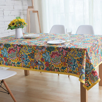 Boho Bunte botanische Blumen Tischdecke