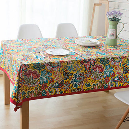 Boho Bunte botanische Blumen Tischdecke