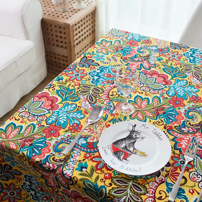 Boho Bunte botanische Blumen Tischdecke