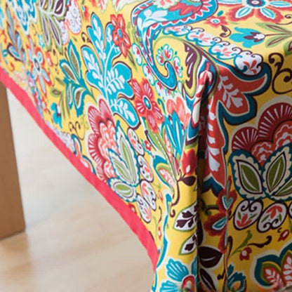 Boho Bunte botanische Blumen Tischdecke