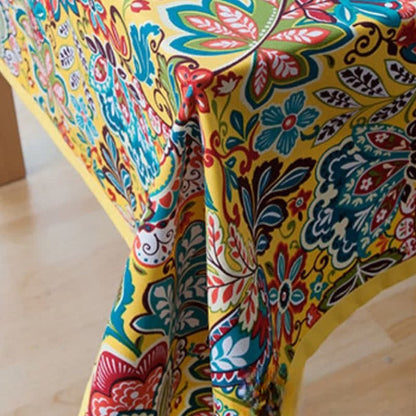 Boho Bunte botanische Blumen Tischdecke