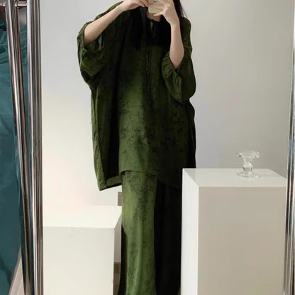 Retro Plus Size Weiches Nachtwäsche-Set mit Blumenmuster