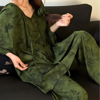Retro Plus Size Weiches Nachtwäsche-Set mit Blumenmuster