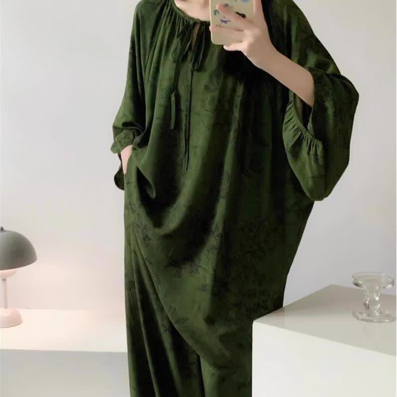 Retro Plus Size Weiches Nachtwäsche-Set mit Blumenmuster