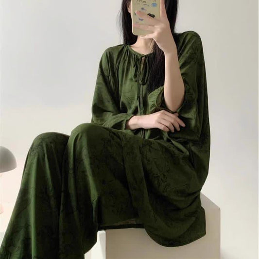 Retro Plus Size Weiches Nachtwäsche-Set mit Blumenmuster