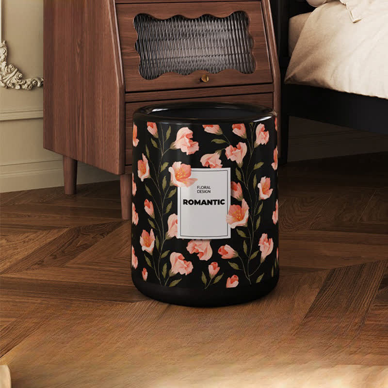 Robuster doppellagiger Mülleimer mit Vintage-Blumenmuster