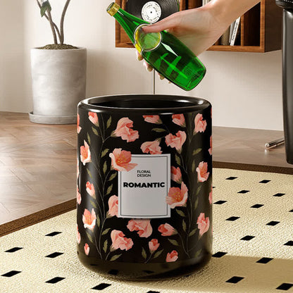 Robuster doppellagiger Mülleimer mit Vintage-Blumenmuster